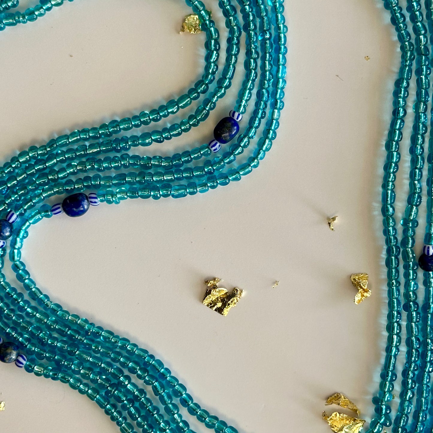 Ngbaka – Light Blue Tie-on Waistbeads with Lapis