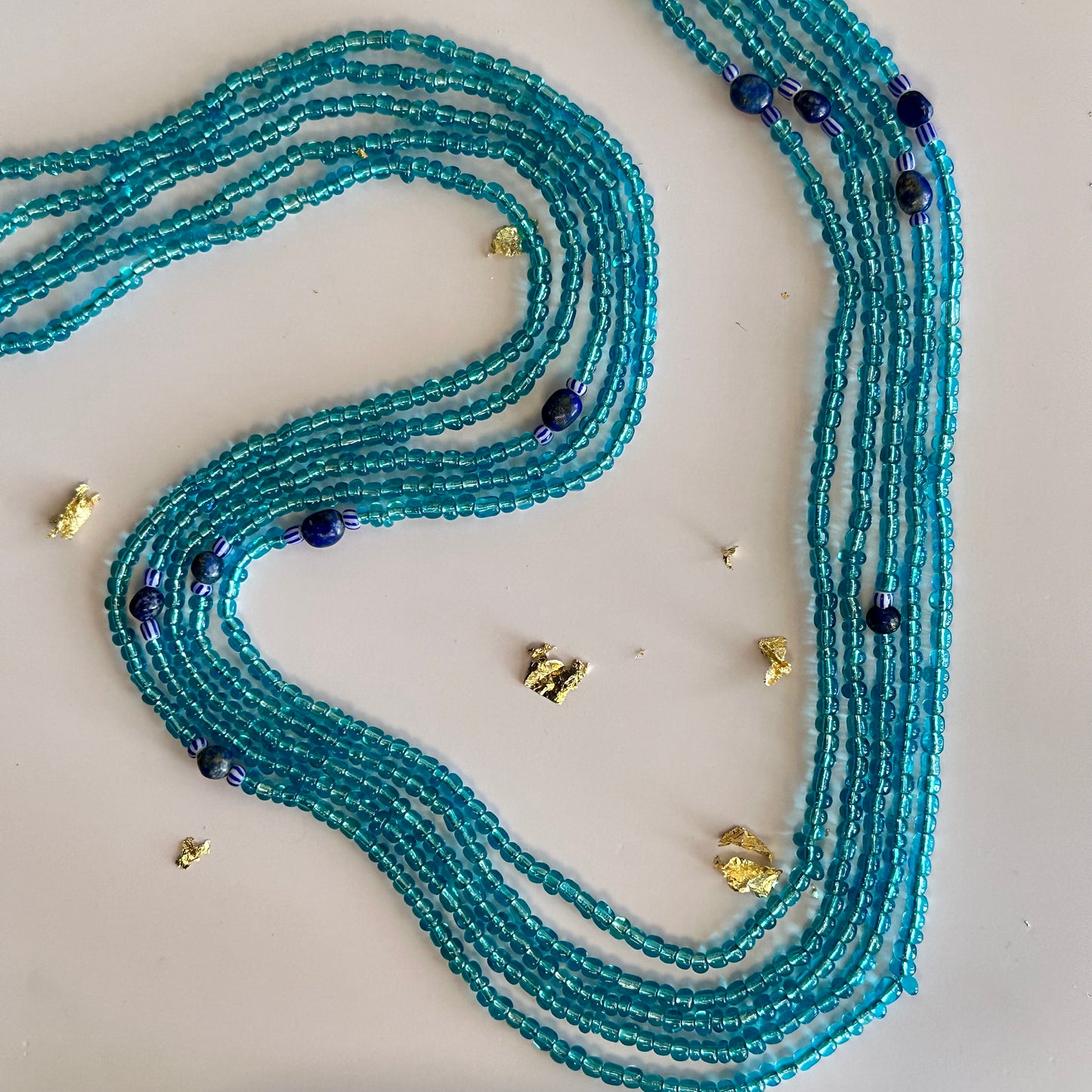 Ngbaka – Light Blue Tie-on Waistbeads with Lapis