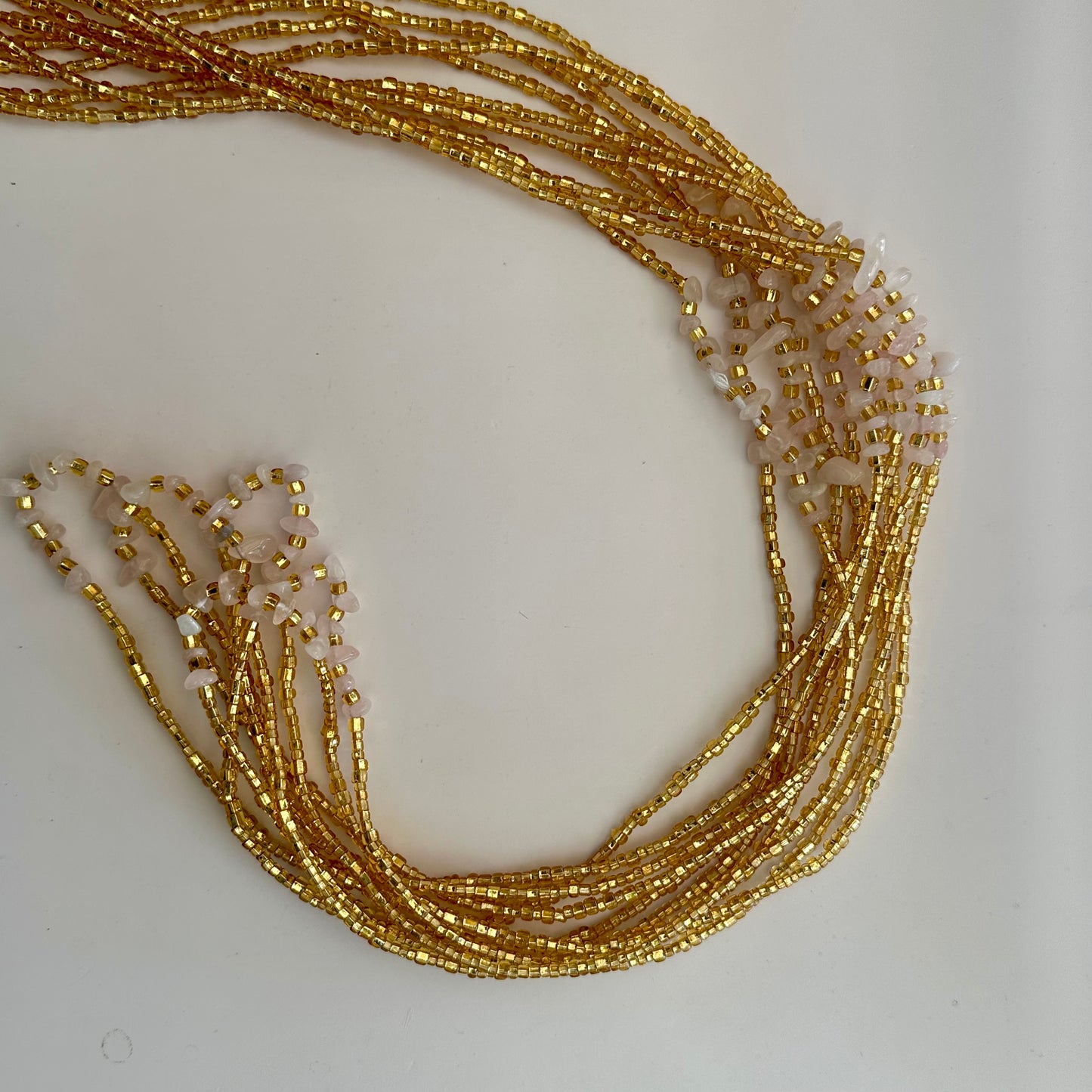 Dagomba – Rose Quartz Tie-on Waistbead