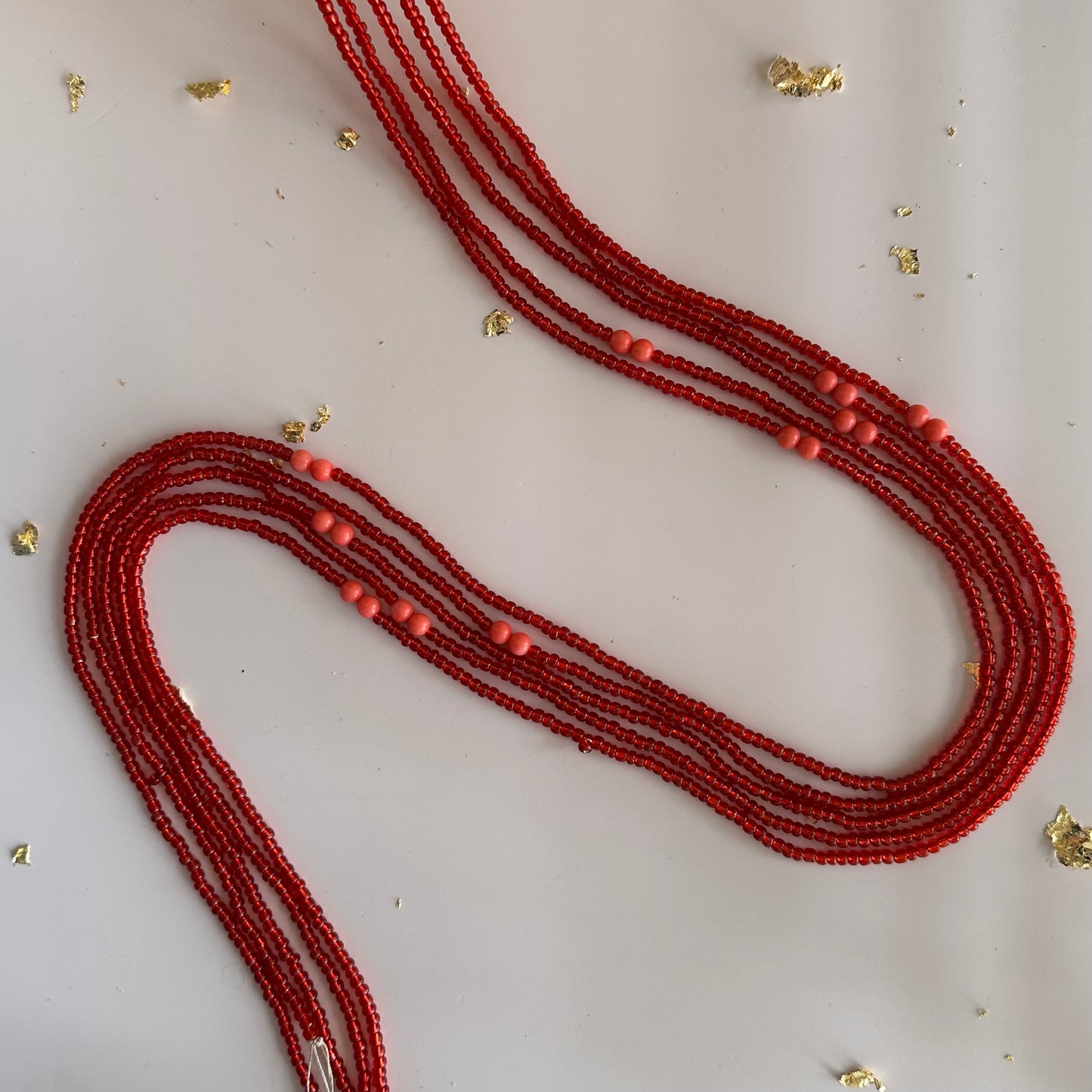 Tiv – Red Waist Beads with Coral