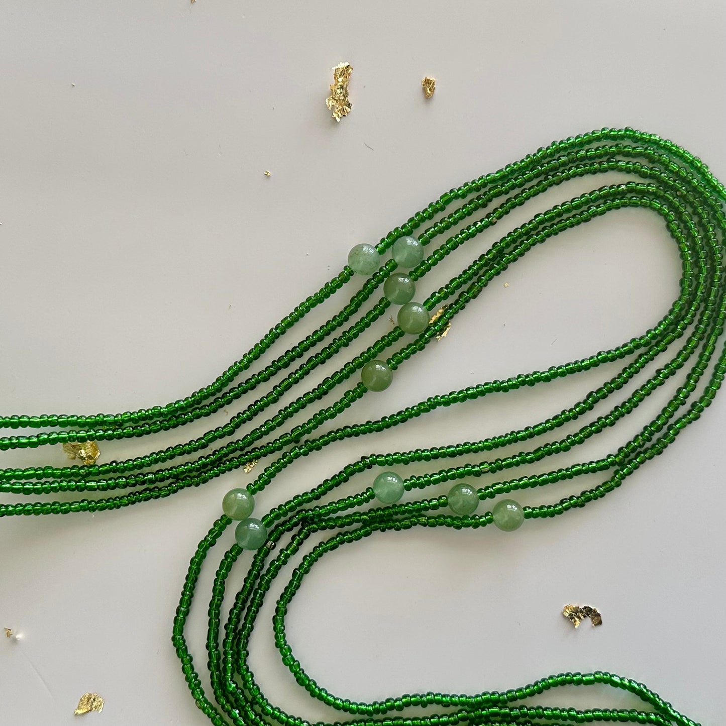 Nuer – Green Tie-on Waistbeads with Jade