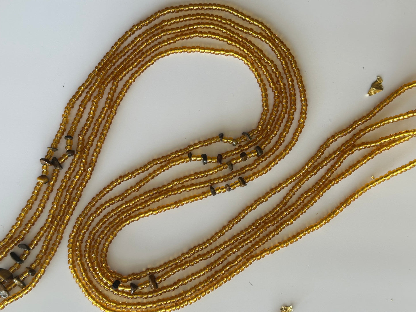 Zaghawa – Light Gold Tie-on Waistbeads with Tiger Eye Chips