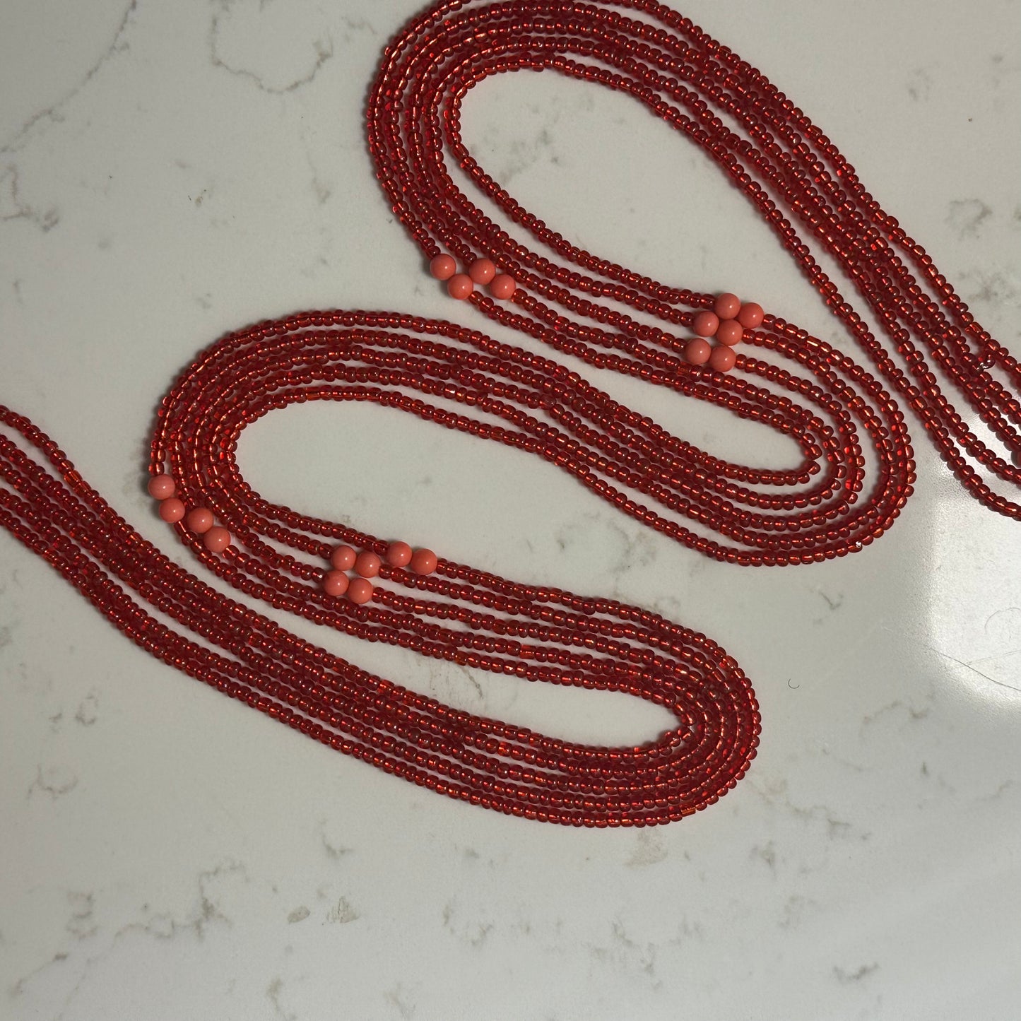 Tiv – Red Waist Beads with Coral