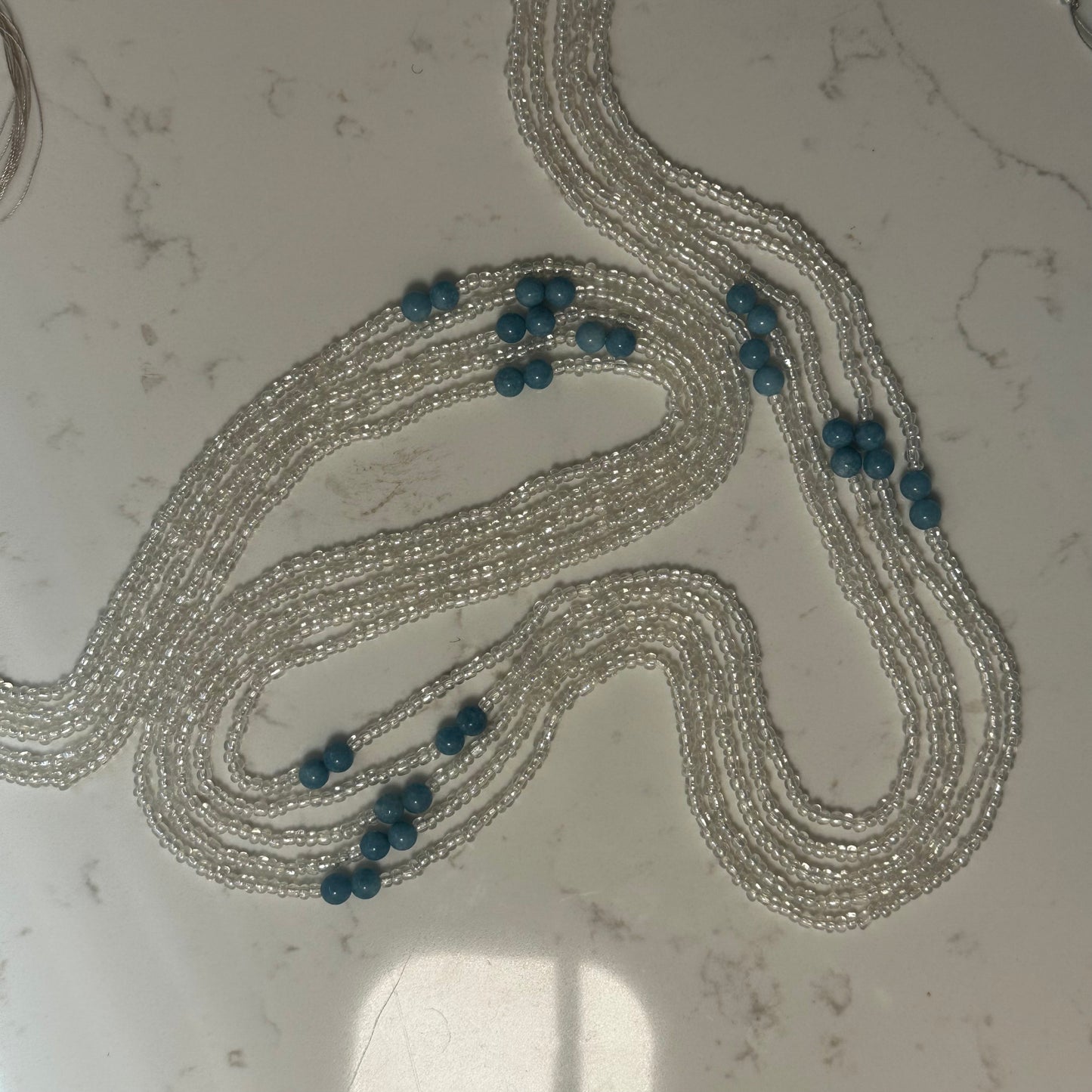 Himba – Clear Waist Beads with Aquamarine