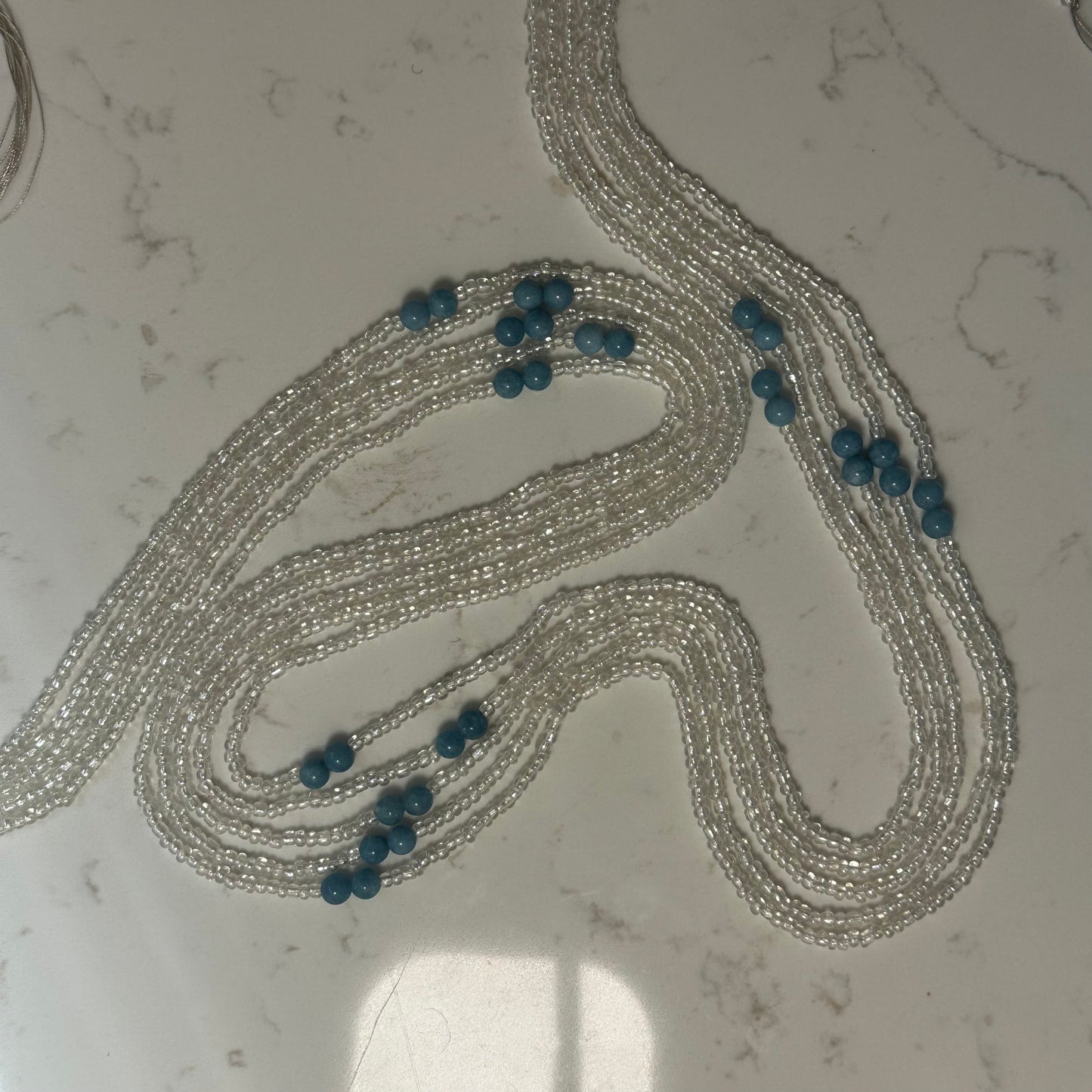 Himba – Clear Waist Beads with Aquamarine