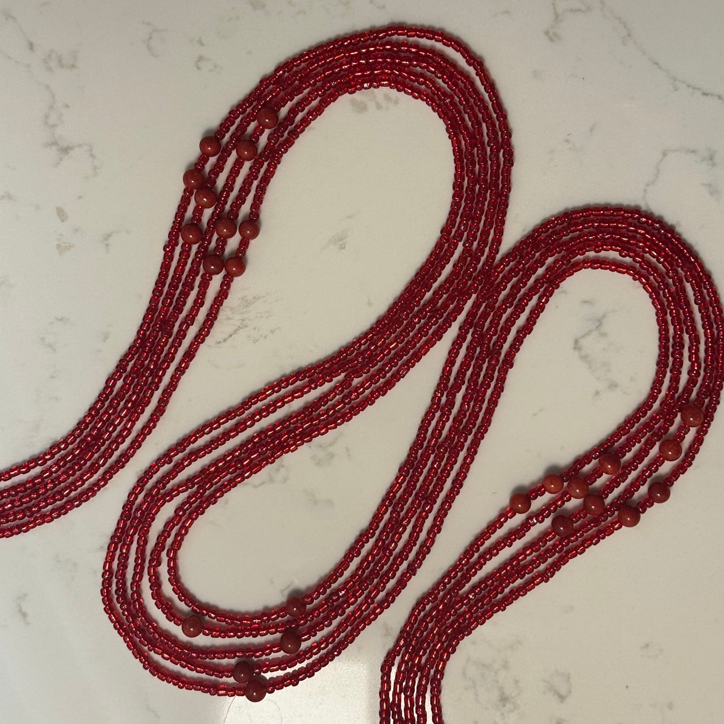 Songhai – Red Tie-on Waistbeads with Carnelian