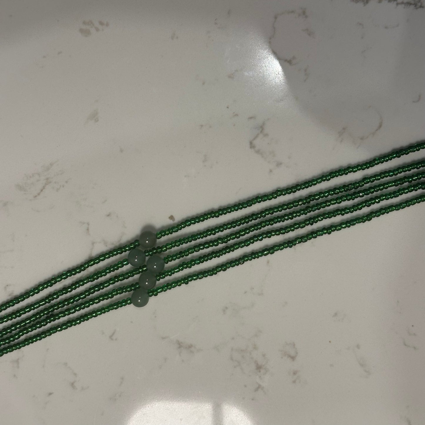 Nuer – Green Tie-on Waistbeads with Jade