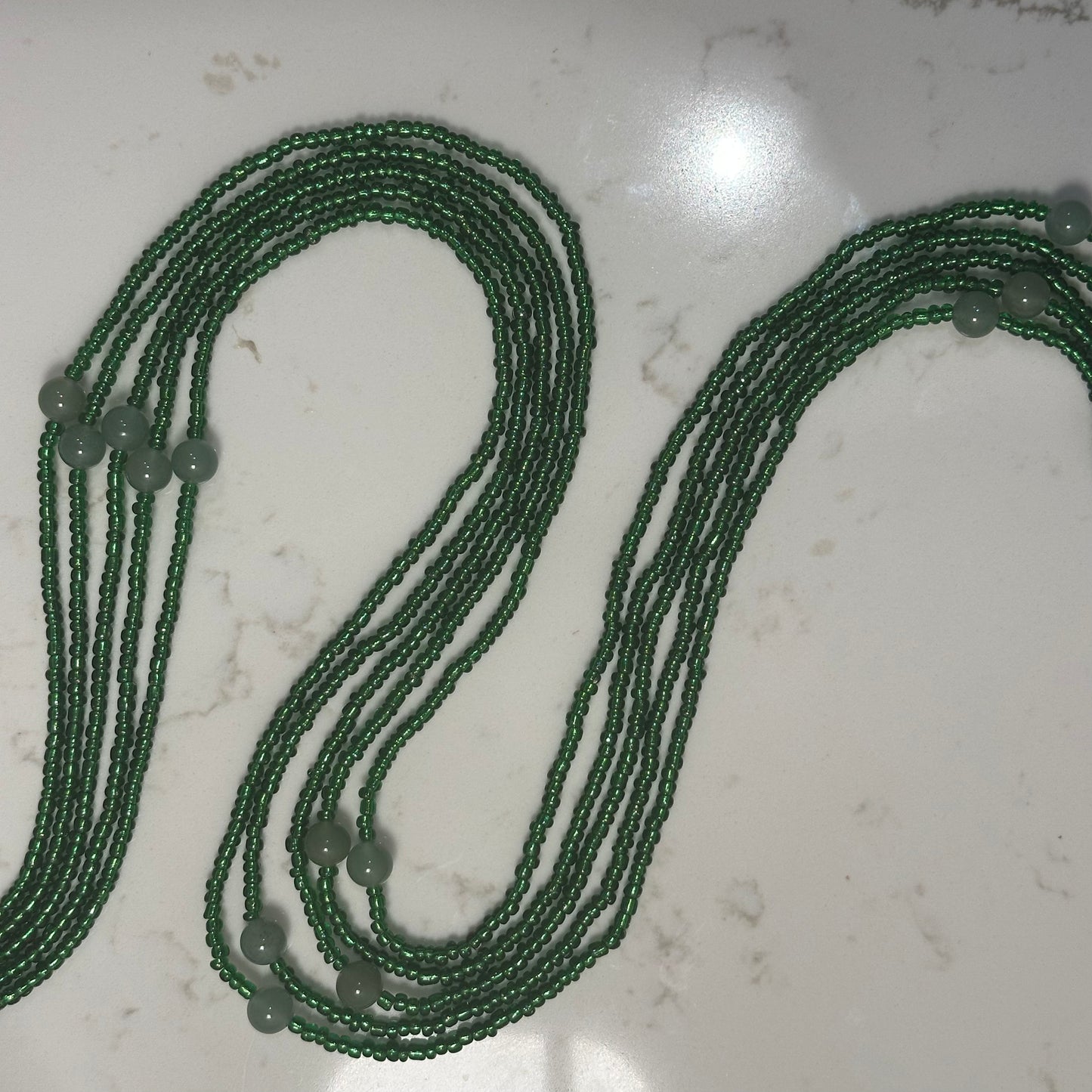 Nuer – Green Tie-on Waistbeads with Jade