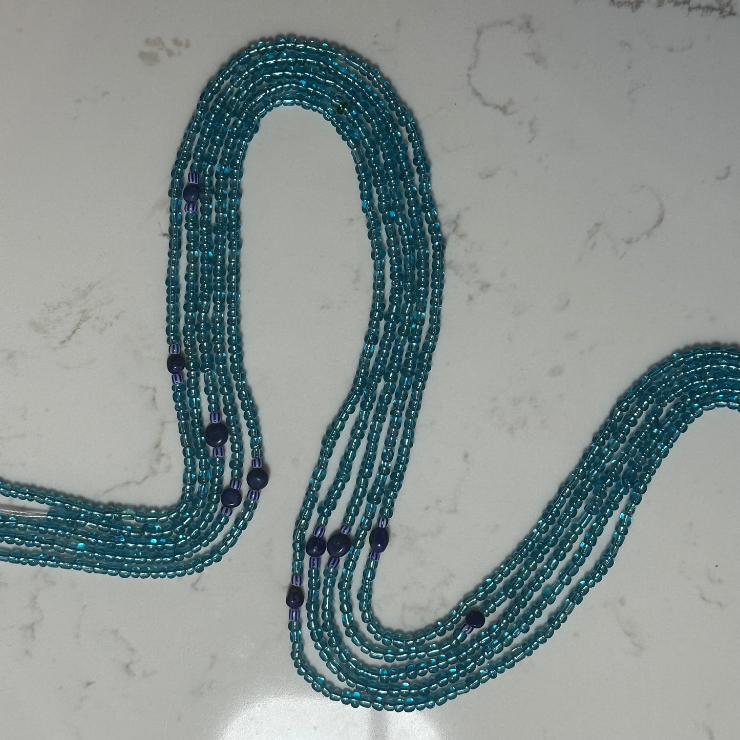 Ngbaka – Light Blue Tie-on Waistbeads with Lapis