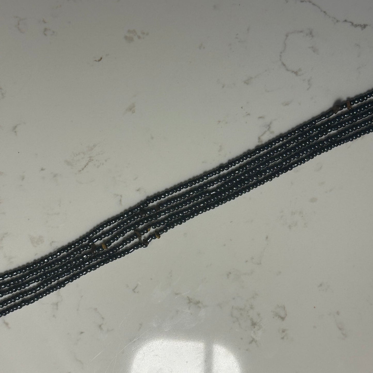 Tumbuka – Carbon Grey Tie-on Waistbeads with Tiger’s Eye