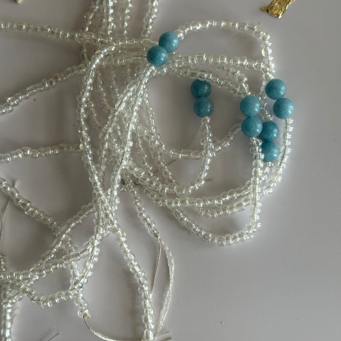 Himba – Clear Waist Beads with Aquamarine