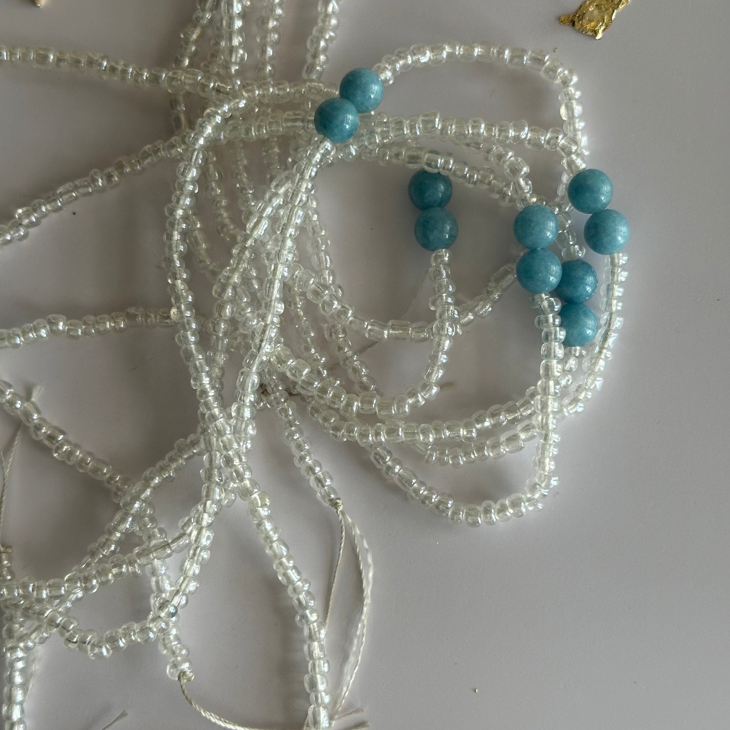 Himba – Clear Waist Beads with Aquamarine