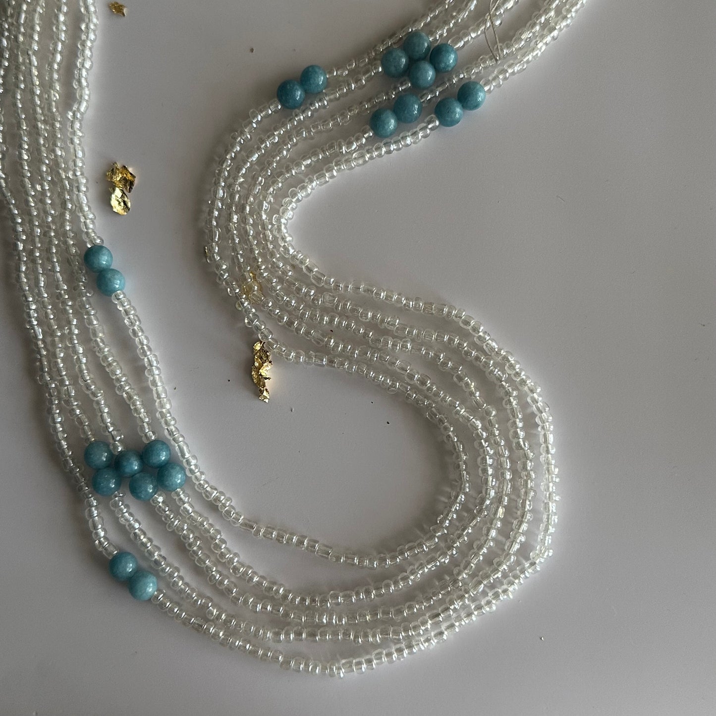 Himba – Clear Waist Beads with Aquamarine