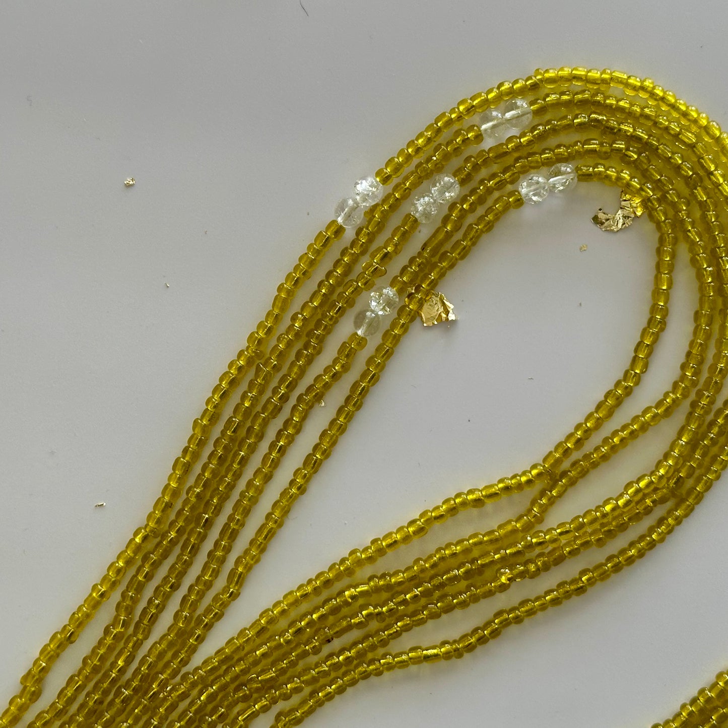 Afar – Yellow Waist Beads with Cracked Clear Quartz