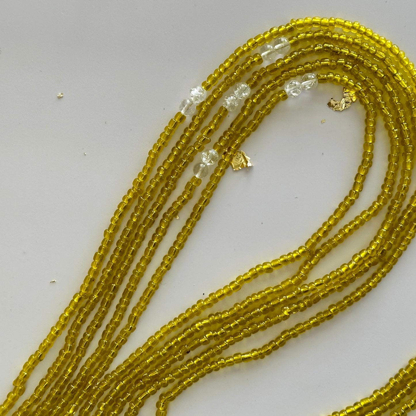 Afar – Yellow Waist Beads with Cracked Clear Quartz