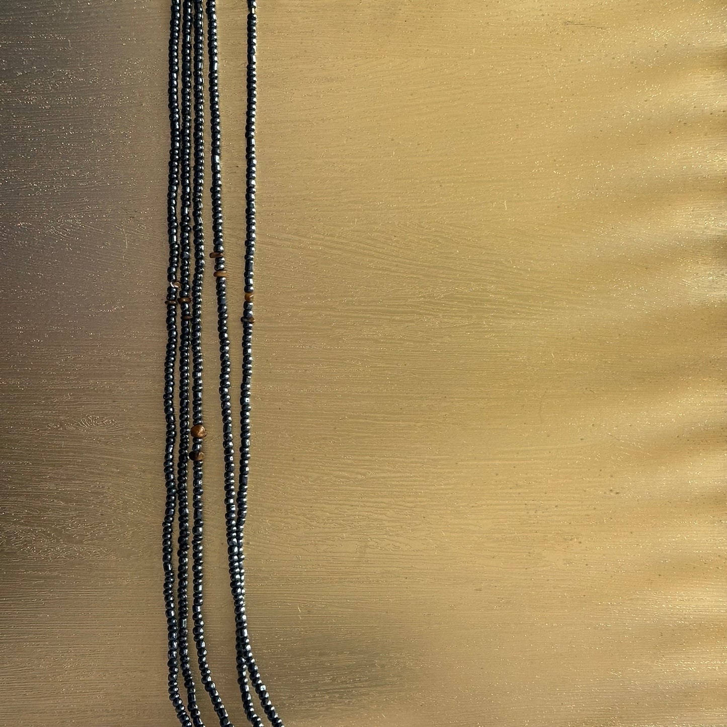 Tumbuka – Carbon Grey Tie-on Waistbeads with Tiger’s Eye
