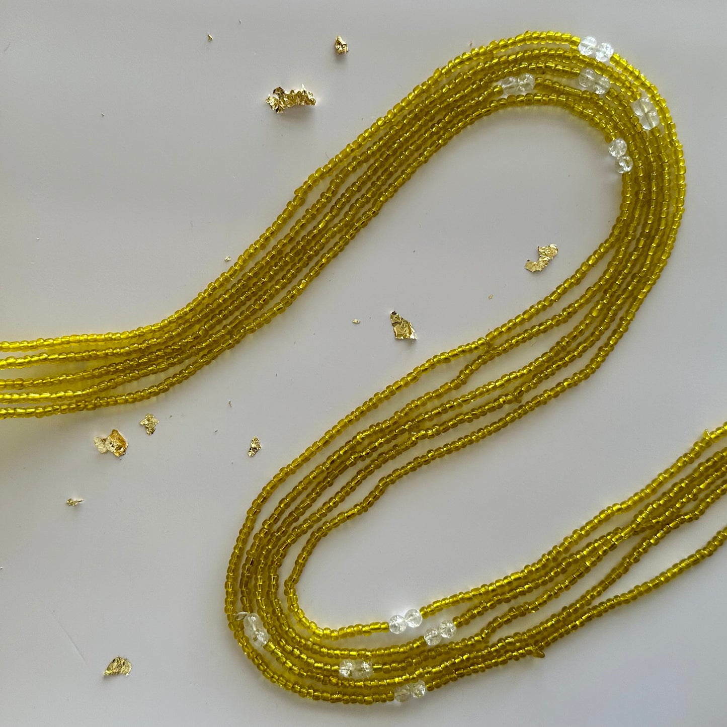 Afar – Yellow Waist Beads with Cracked Clear Quartz