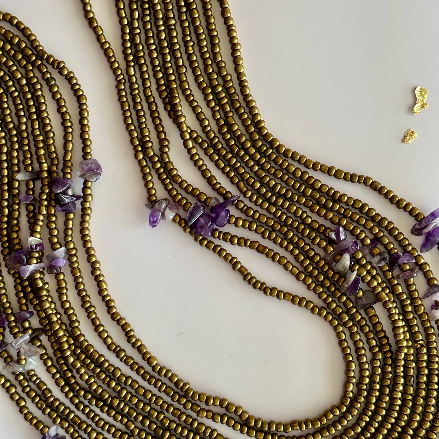 Zenata – Gold Tie-on Waistbeads  with Amethyst