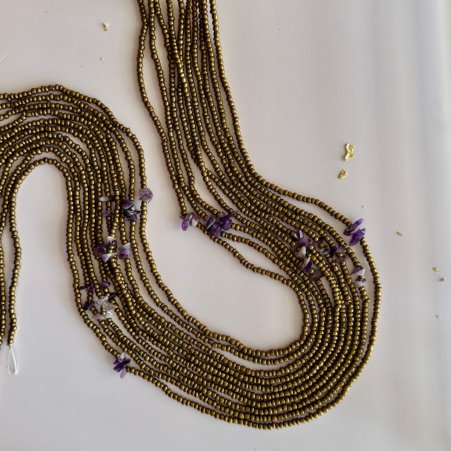 Zenata – Gold Tie-on Waistbeads  with Amethyst