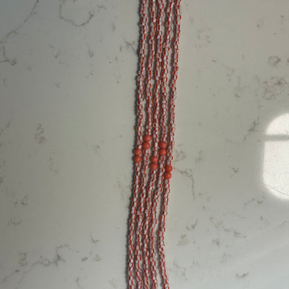 Fon – Orange & White Waist Beads with Coral