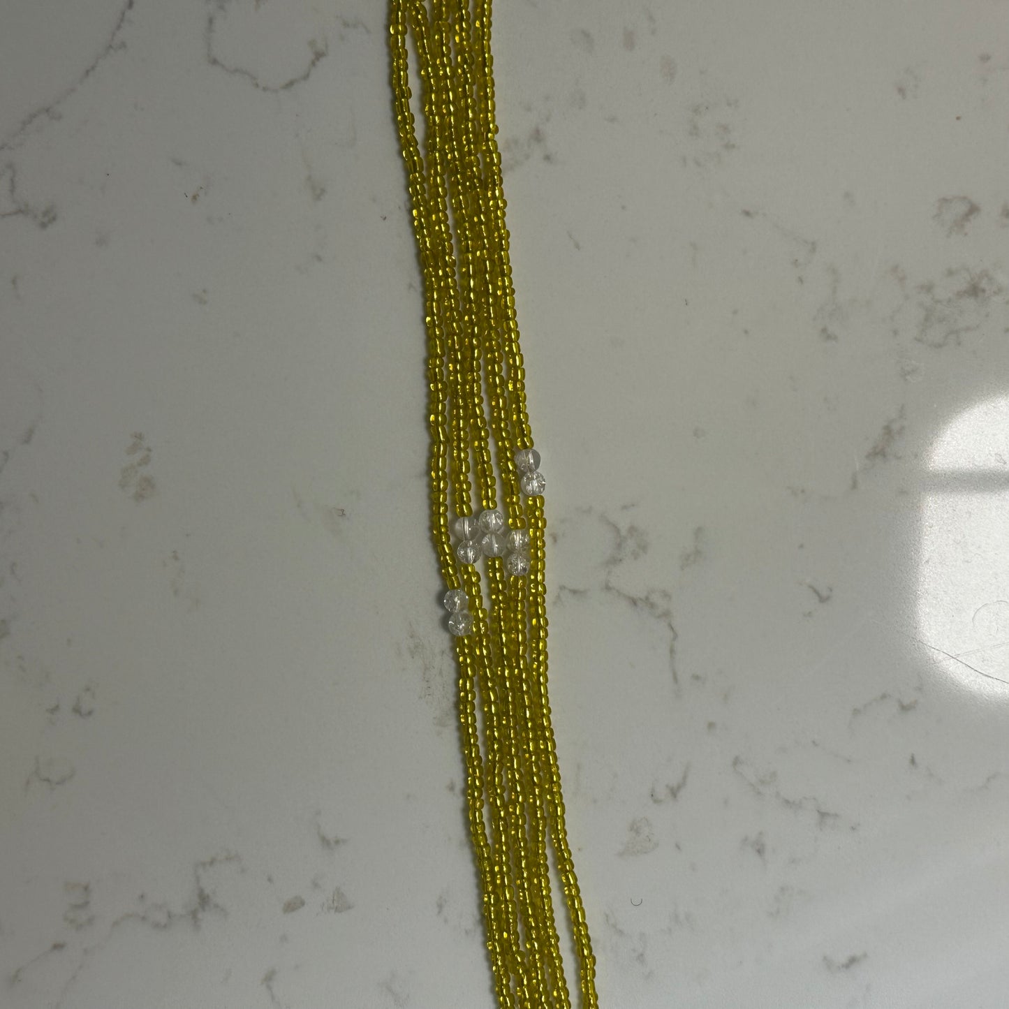 Afar – Yellow Waist Beads with Cracked Clear Quartz