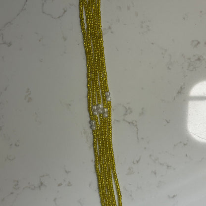 Afar – Yellow Waist Beads with Cracked Clear Quartz