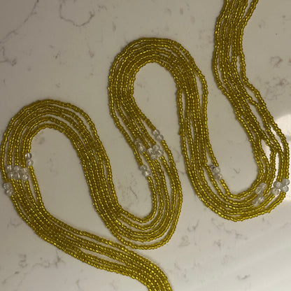 Afar – Yellow Waist Beads with Cracked Clear Quartz