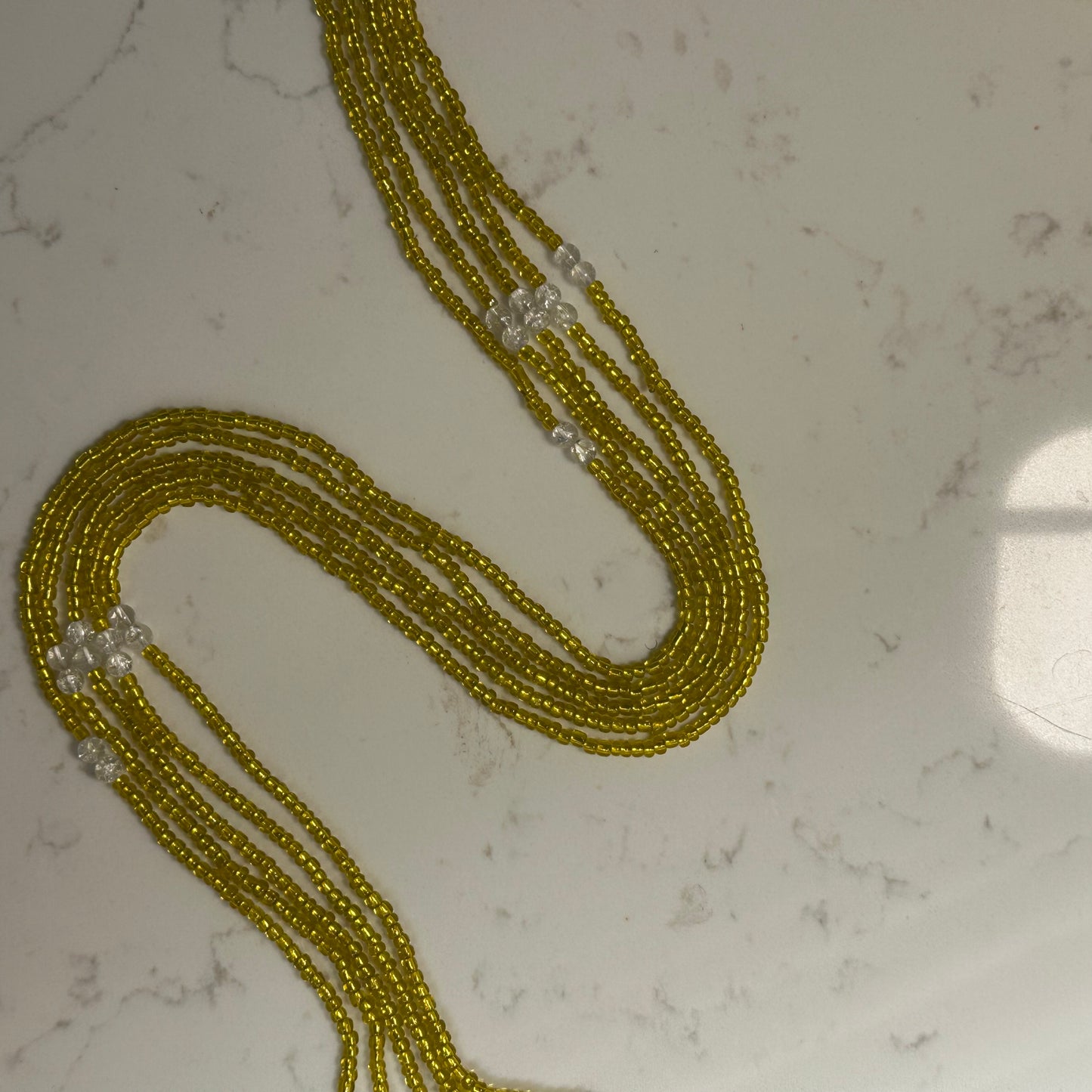 Afar – Yellow Waist Beads with Cracked Clear Quartz