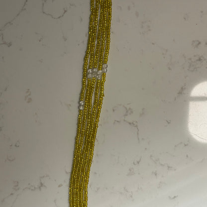 Afar – Yellow Waist Beads with Cracked Clear Quartz