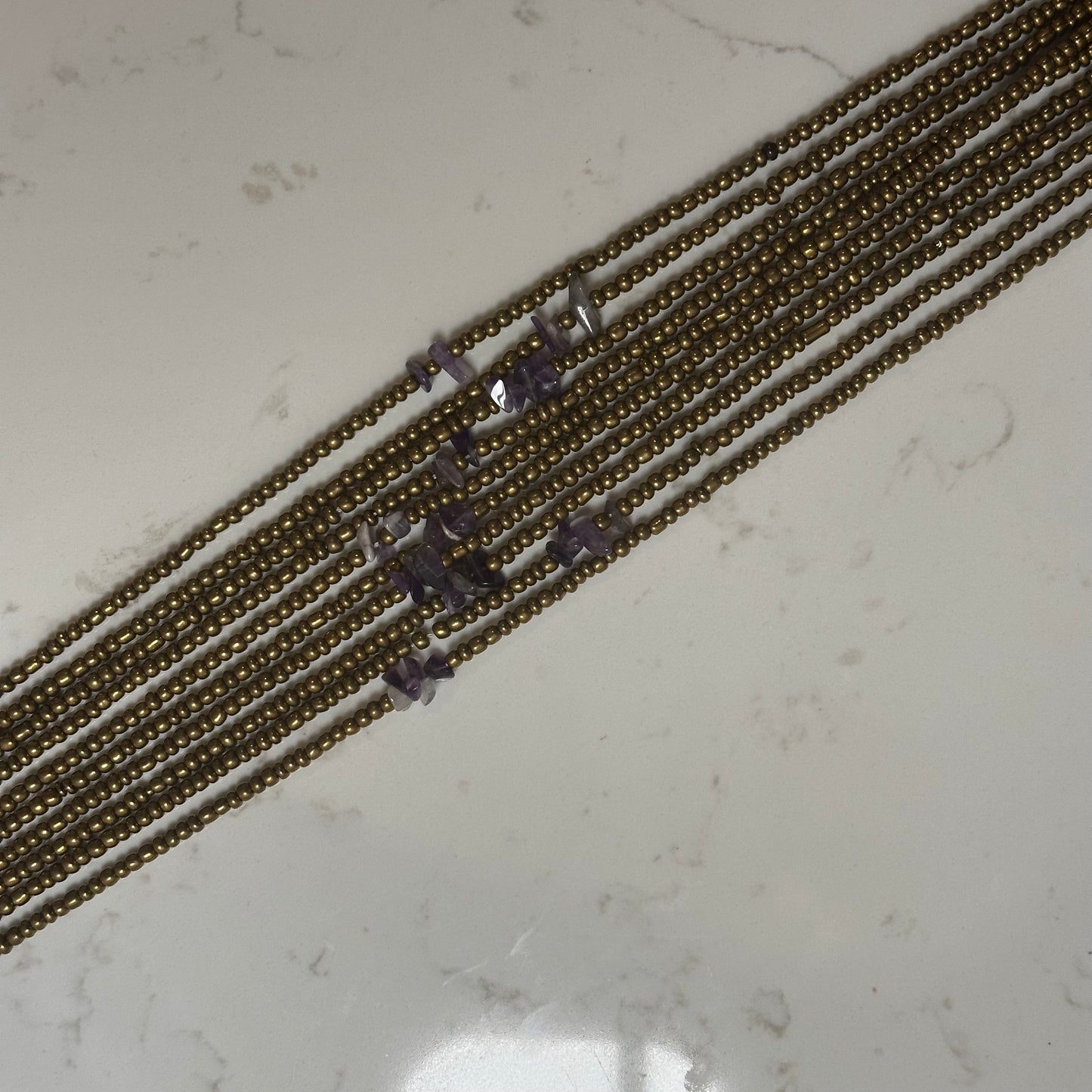 Zenata – Gold Tie-on Waistbeads  with Amethyst