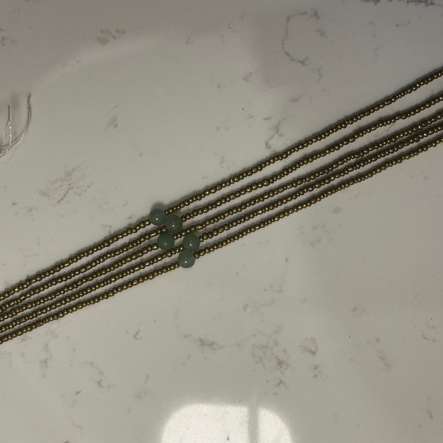 Shawia – Gold Tie-on Waist Beads with Jade
