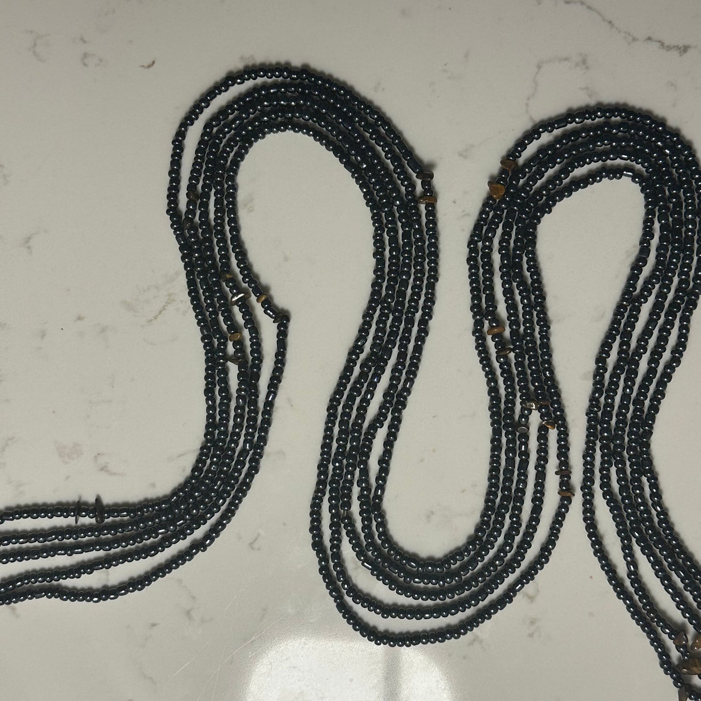 Tumbuka – Carbon Grey Tie-on Waistbeads with Tiger’s Eye