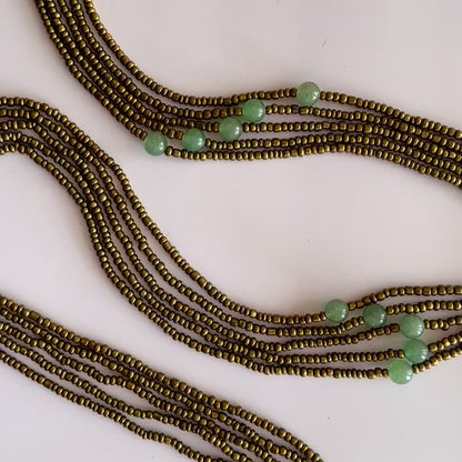 Shawia – Gold Tie-on Waist Beads with Jade