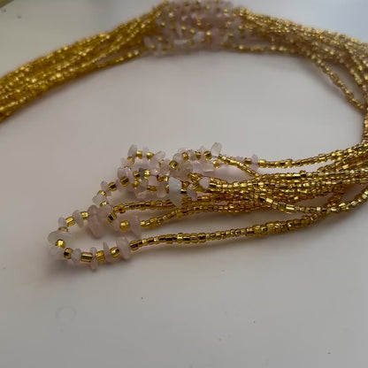 Dagomba – Rose Quartz Tie-on Waistbead