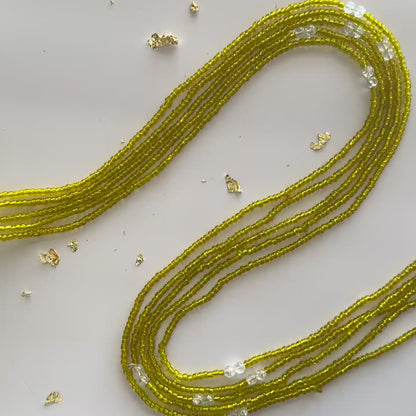 Afar – Yellow Waist Beads with Cracked Clear Quartz